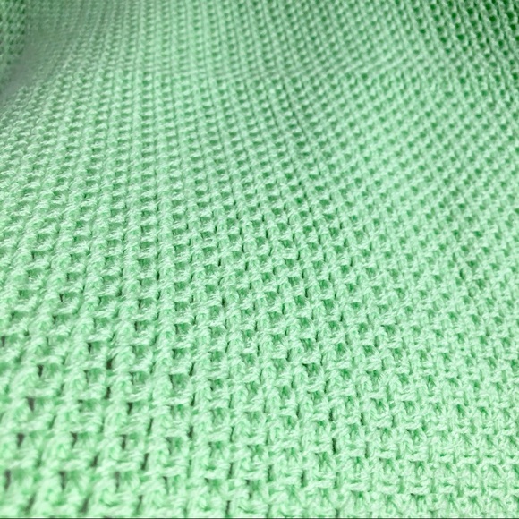Light Green Handmade Throw Blanket, 31”x25” - Picture 4 of 5
